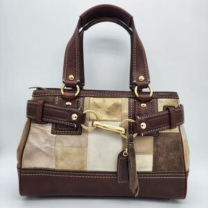Coach Hampton Mosaic Patchwork Leather and Suede Bag 10299 Medium